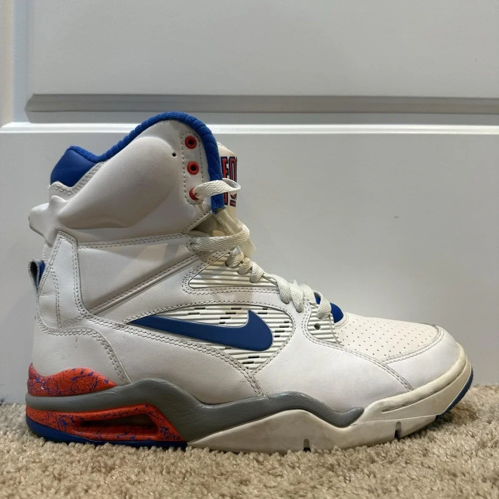 Nike Air Command Force Mens White Blue Orange Basketball Sneakers 684715-101 9.5